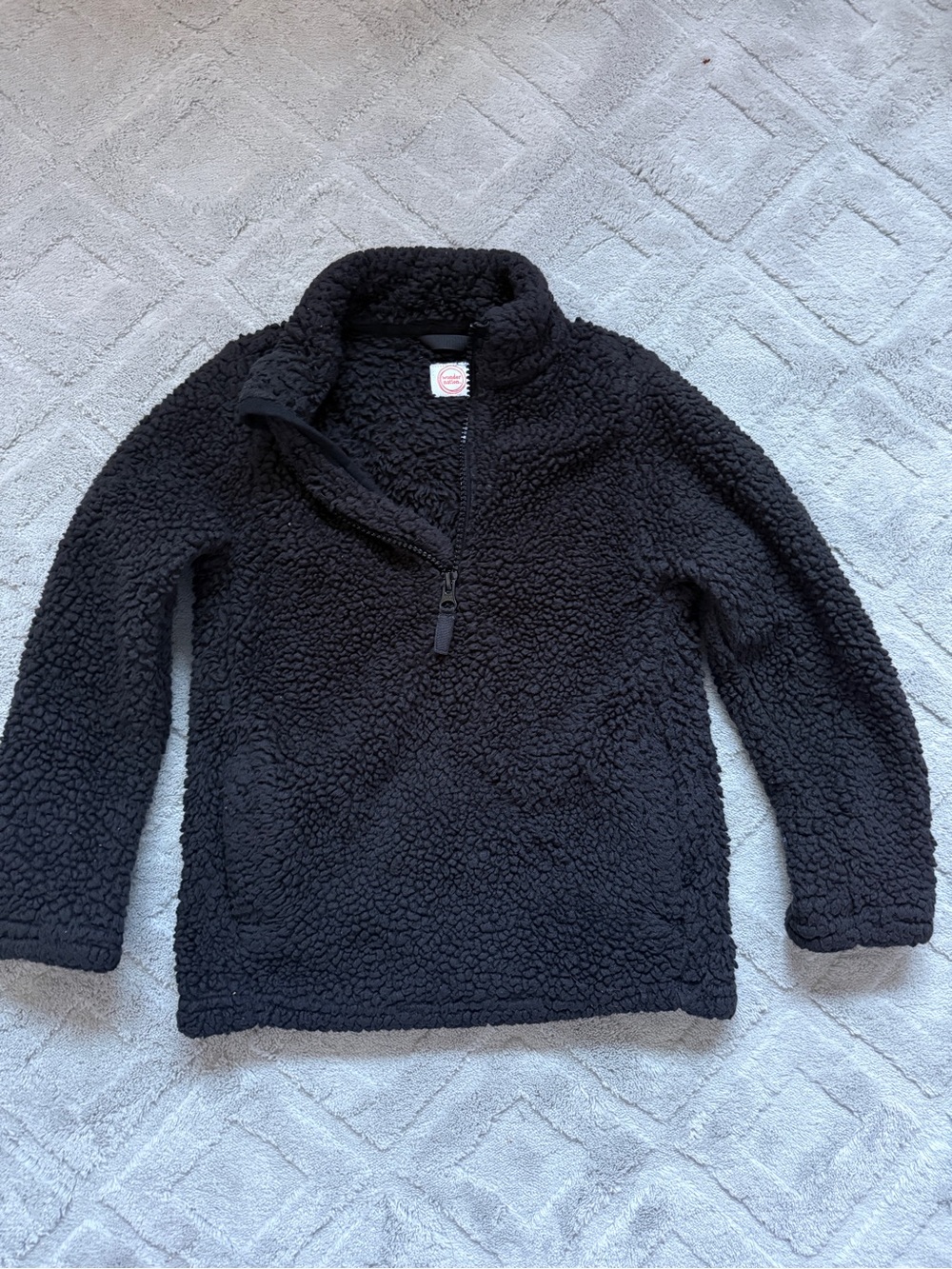 wonder nation Black Sherpa Quarter-Zip Pullover